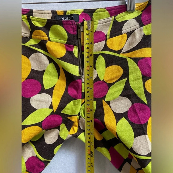 Ideology Linen Cotton blend leaf mural capris pants Sz 4 - Picture 4 of 11